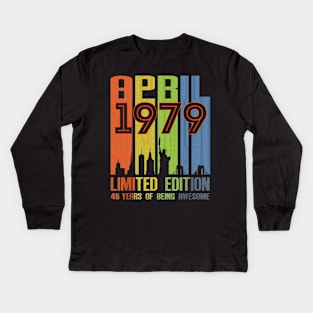 April 1979 Limited Edition 45 Years Of Being Awesome Kids Long Sleeve T-Shirt